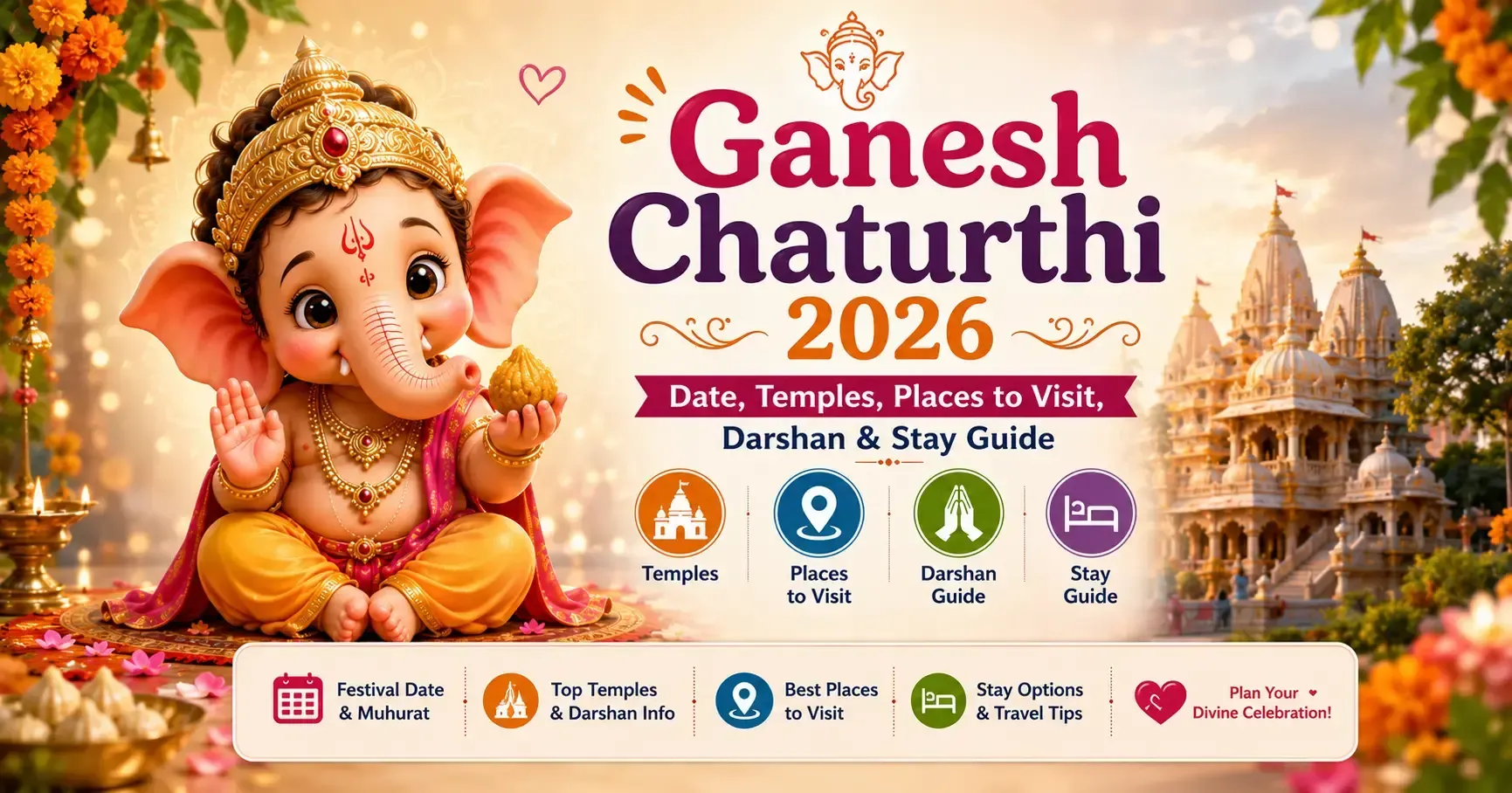 Ganesh Chaturthi 2026: Date, Temples, Places to Visit, Darshan & Stay Guide

